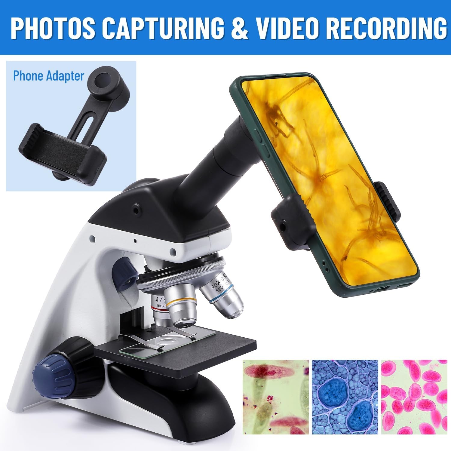 Monocular Compound Microscope 40X-1000X Magnification Lab Biological Microscope