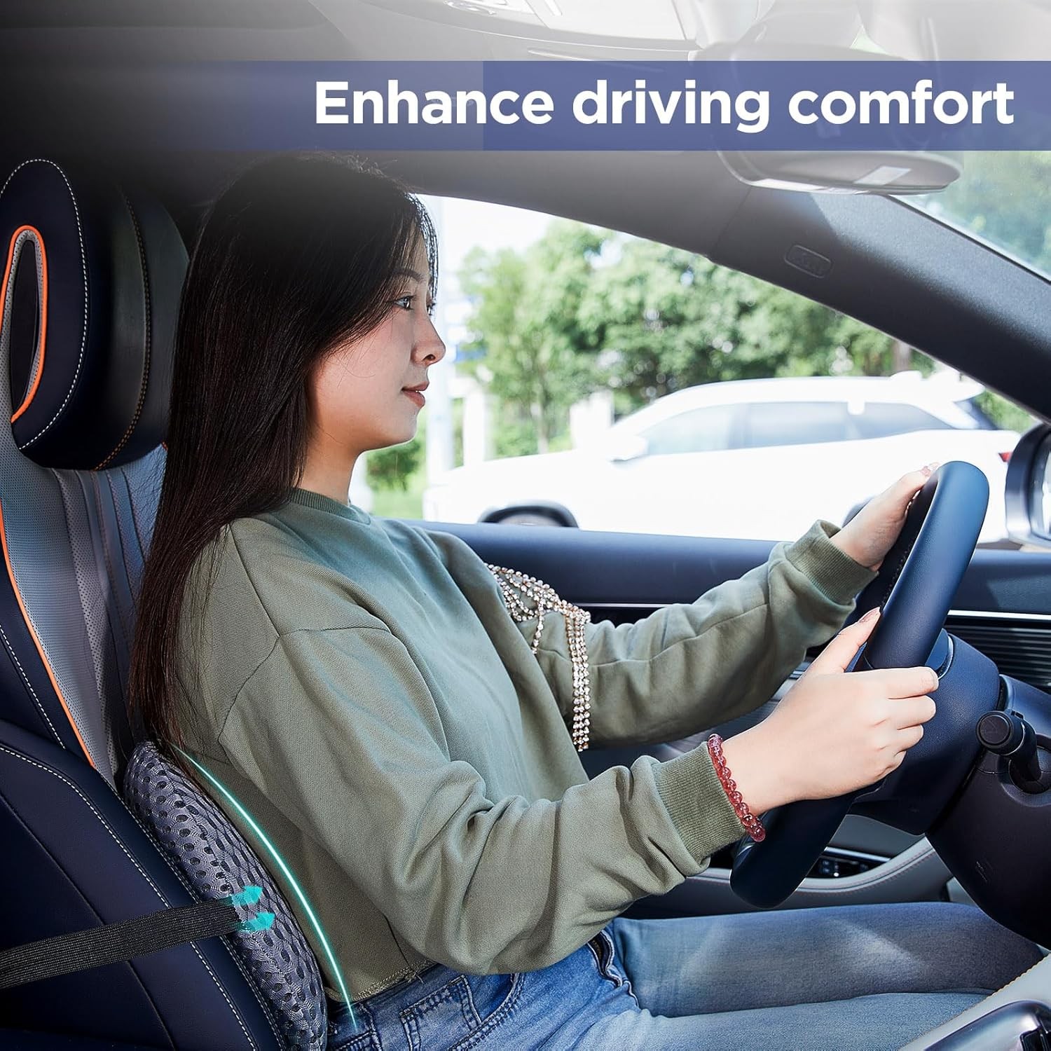 Lumbar Support Pillow for Office Chair, Car Lower Back Black