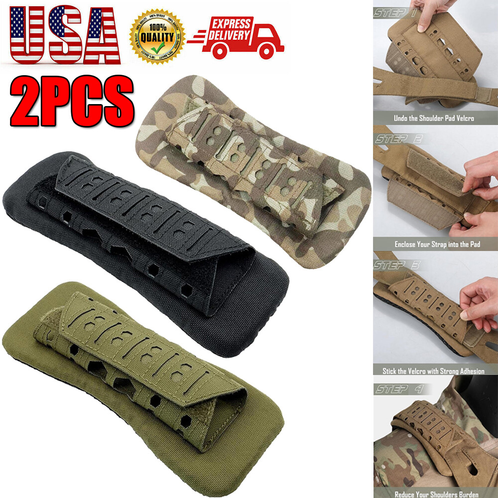 2PCS Tactical Plate Carrier Vest Shoulder Pads Soft Shoulder Strap Cushion Pad