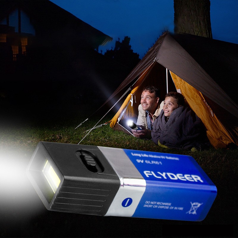 9V Battery Flashlight 9V Mini LED Key Light 6F22 Battery Not Included