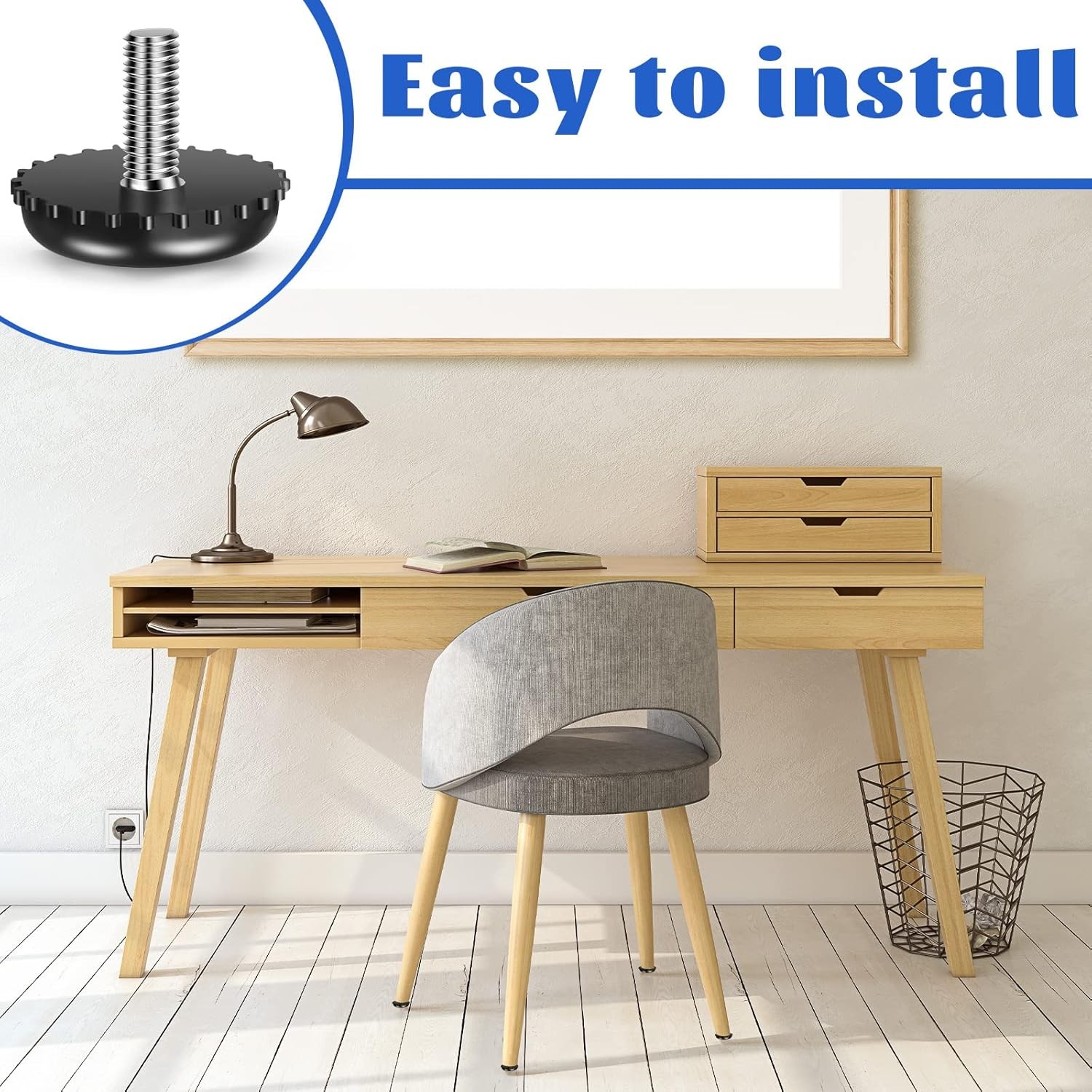 30 Pieces 1/4-20 Adjustable Furniture Levelers Galvanized Steel Screw in Threade