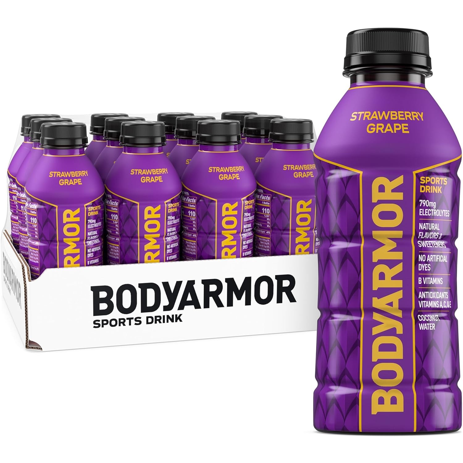 BODYARMOR Sports Drink Sports Beverage, Strawberry Grape, 16 Fl Oz (Pack of 12)