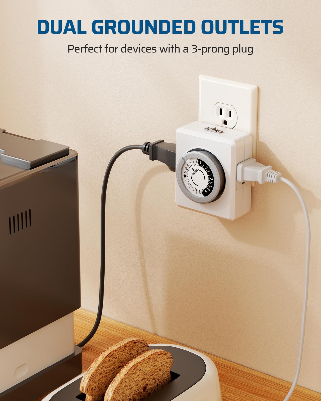 DEWENWILS 24 Hour Cycle Plug-in Mechanical Timer 2 Pack, Indoor White