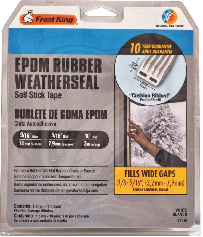 BOX OF 12 NEW Frost King V27WA Weatherstrip Tape, 10 ft L x 9/16 in W 5/16