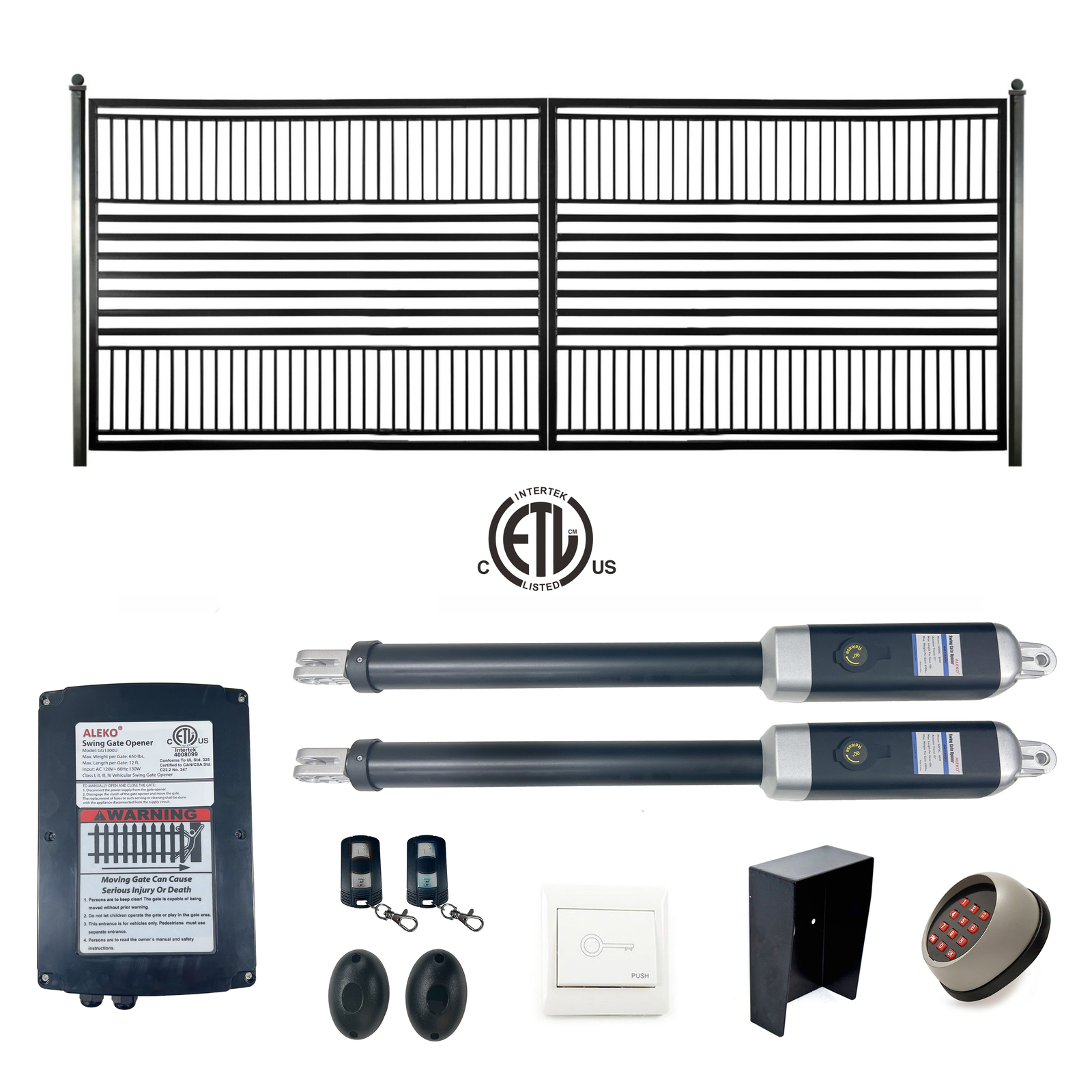 ALEKO Barcelona Style 12 ft Steel Dual Swing Garden Driveway Gate with Opener