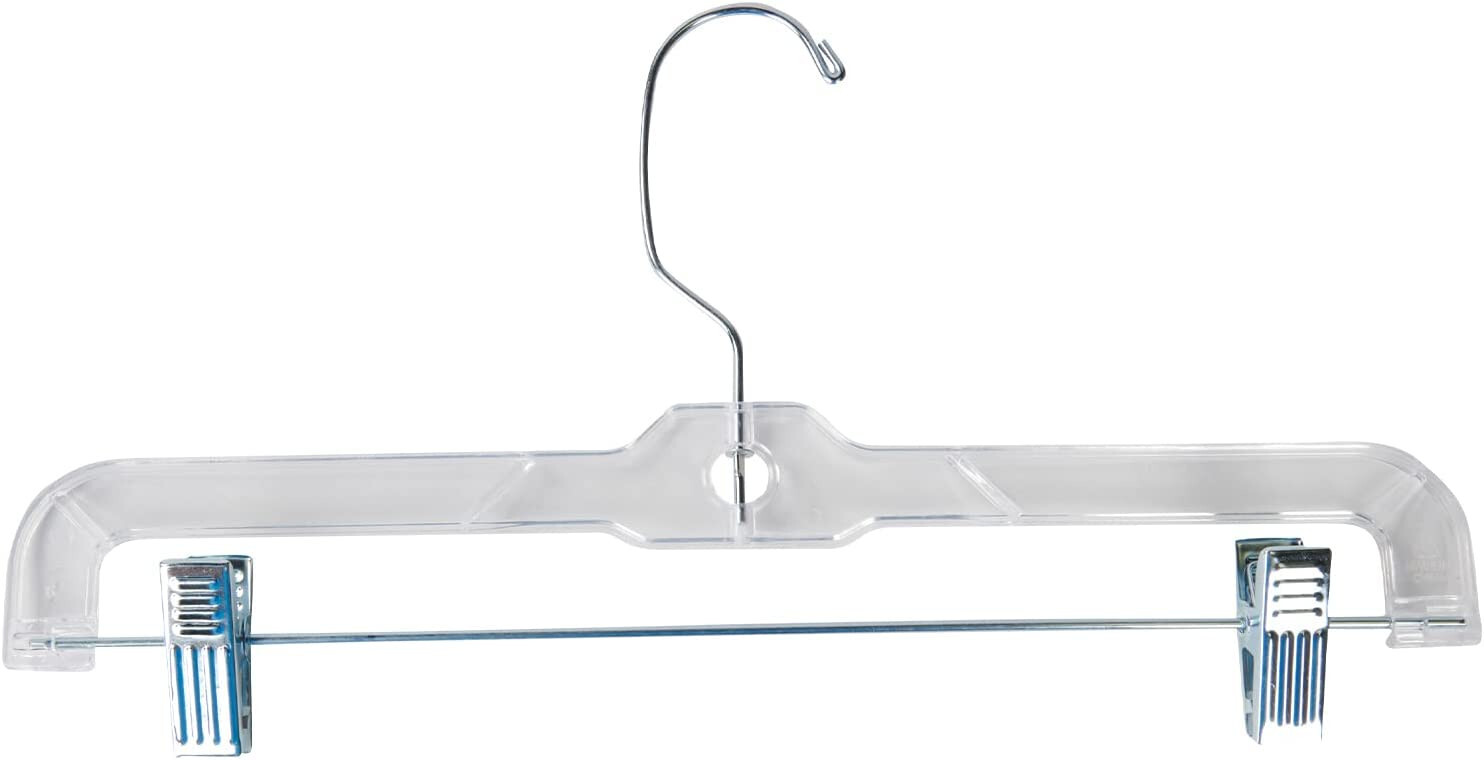 Hangers Clear Plastic Skirt Pant 100 Clothing Retail Padded Clip 14" Heavy Duty