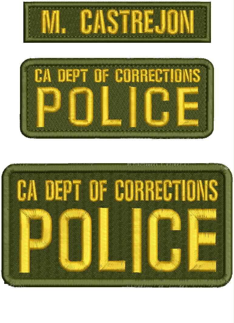 CA DEPT OF Corrections Police  embroidery patch 3x6/1x5/2x5 hook od green