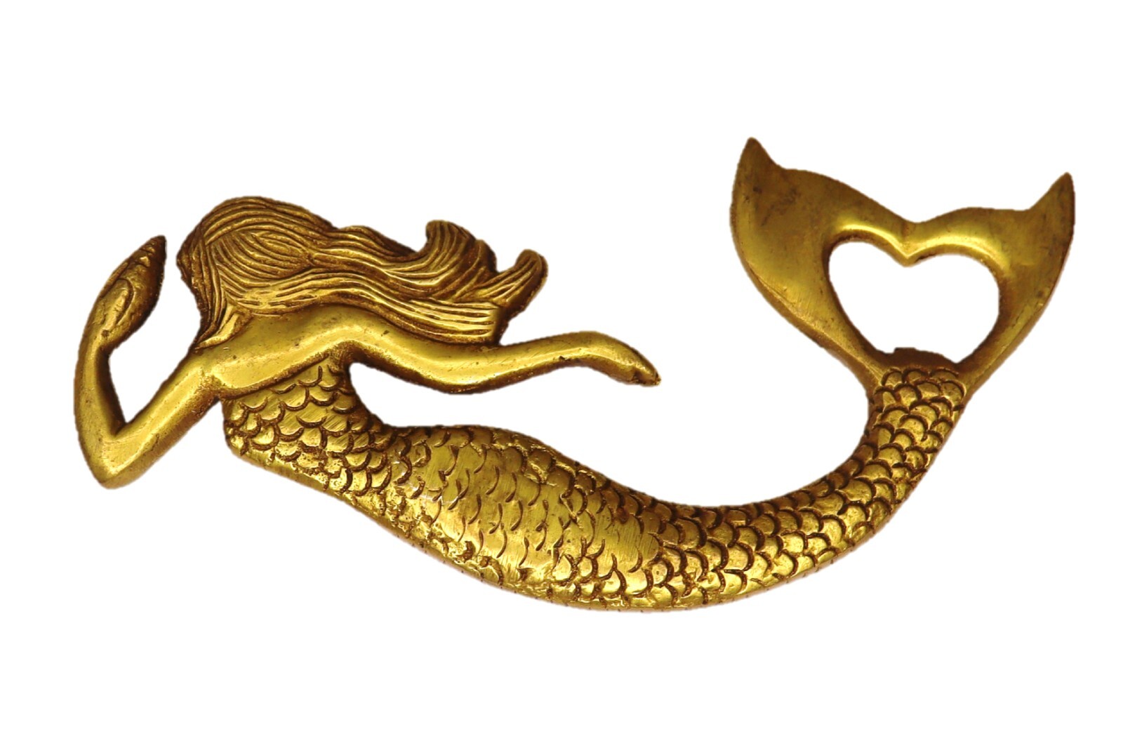 Mermaid Lady Shape Vintage Repro Handmade Solid Brass Handheld Bottle Opener