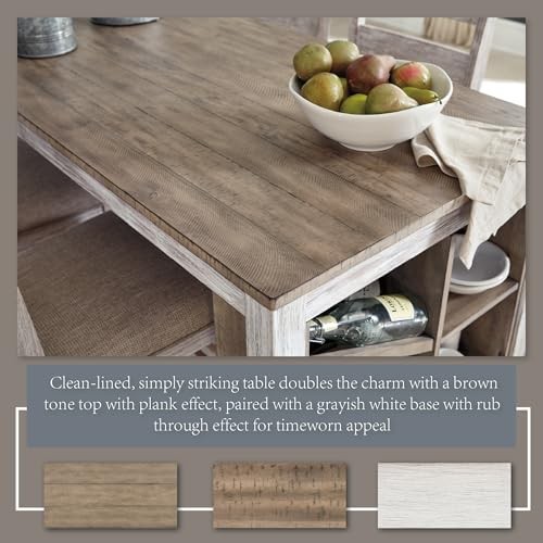 Skempton 3 Piece Counter Height Dining Set, Includes Table and 2 Whitewash