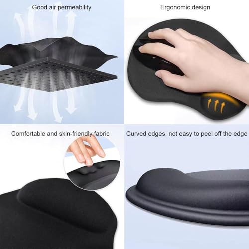 2 Pack Ergonomic Mouse Pad with Wrist Rest Support, Mousepad with Comfortable
