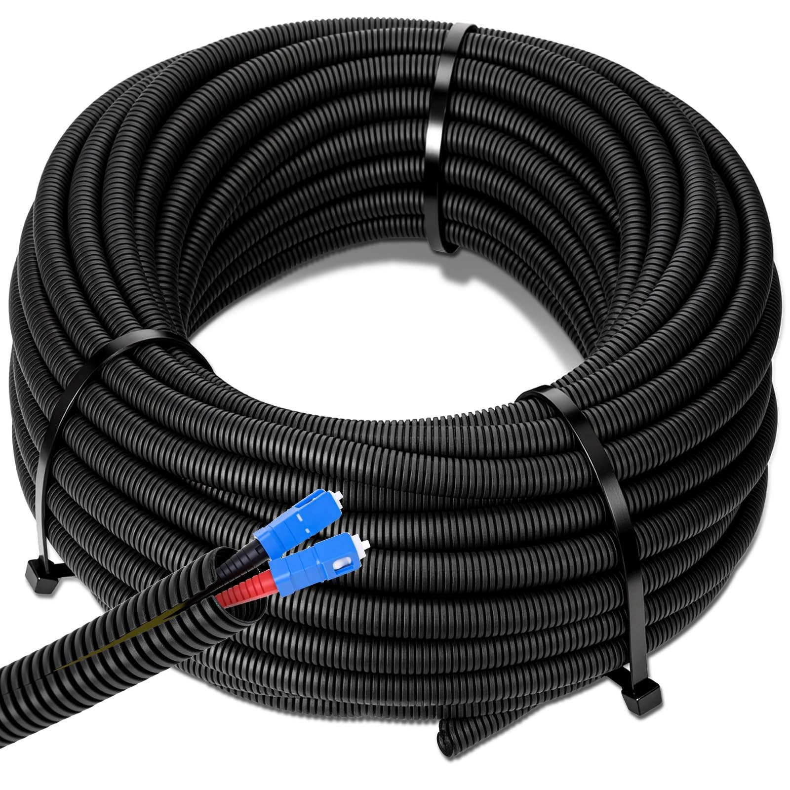 3/8 in x 150 ft Split Wire Loom Tubing Automotive Flexible Cable Sleeve Kit