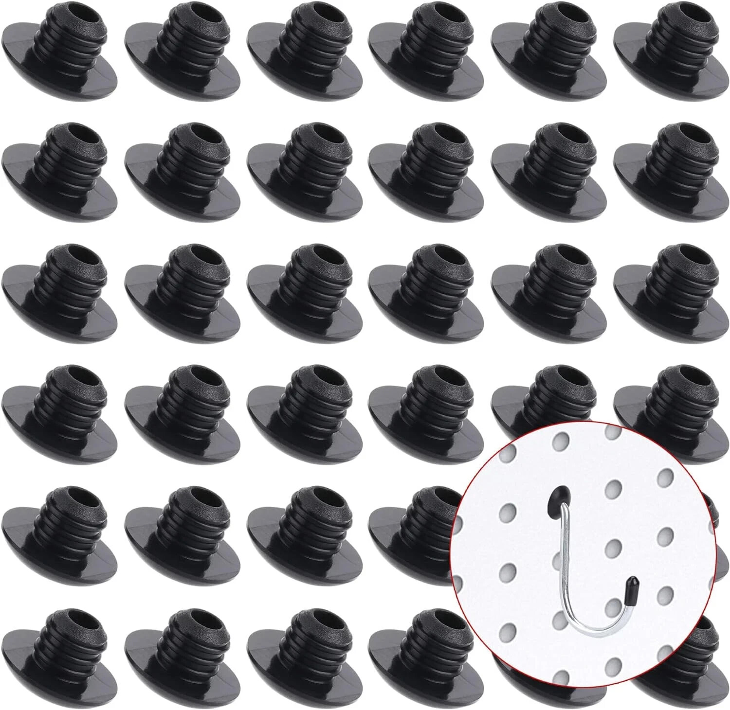 Pegboard Hook Locks, for Stopping Hooks from Falling Off, 60PCS, Black