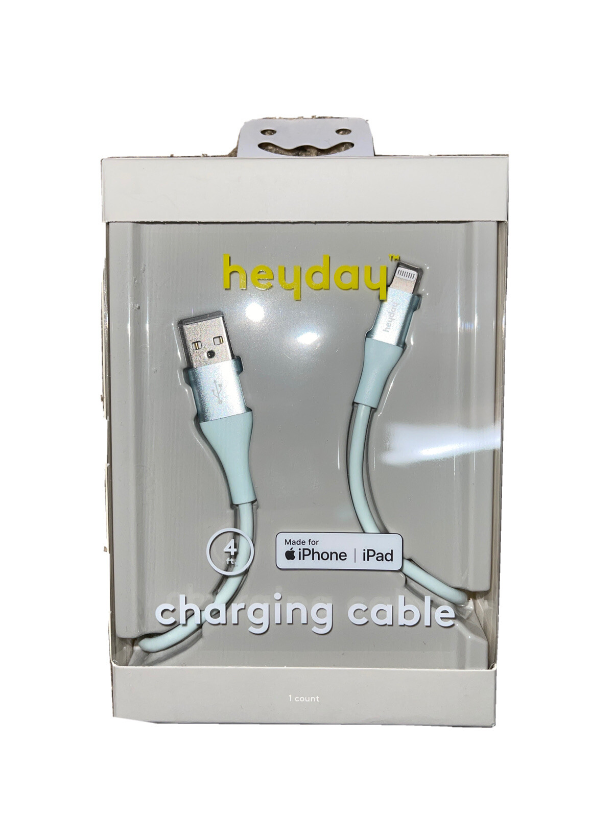 Heyday IPhone IPad Lightning to USB Cable 4ft Charging Cable - Aqua Blue NEW