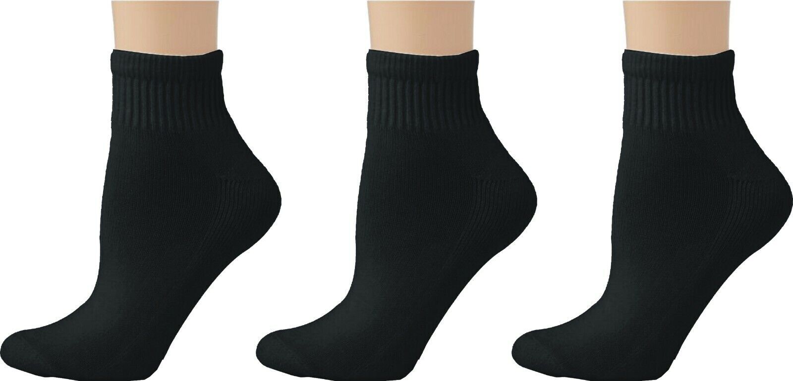 12 Pairs Pack Unisex/Athletic Ankle/Quarter Socks Half Cushion Soft Cotton 9-11