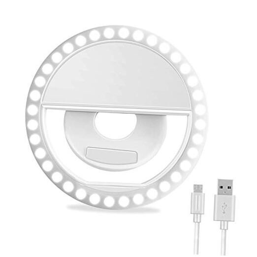 Selfie Ring Light,  Rechargeable Portable Clip-on Selfie Fill Light with White