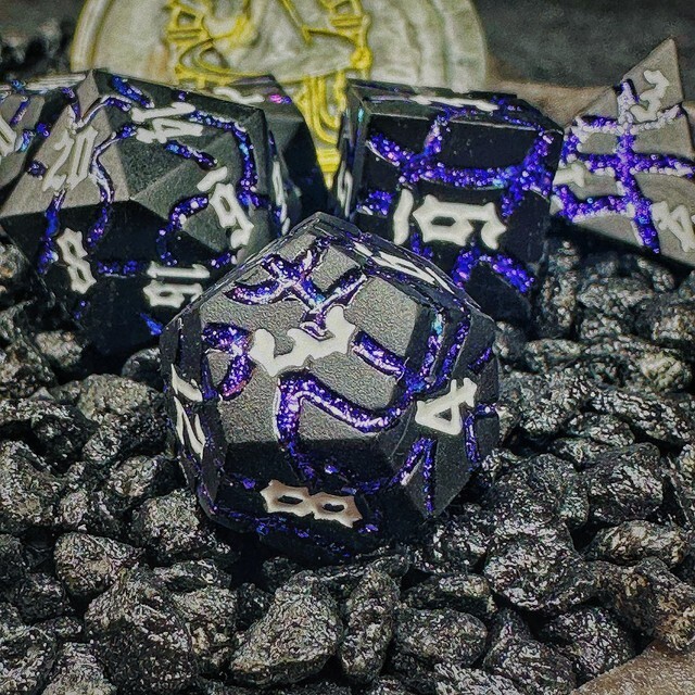 Sage's Warp Stones White Dwarf Star Metal Polyhedral Dice Set | Dnd RPG