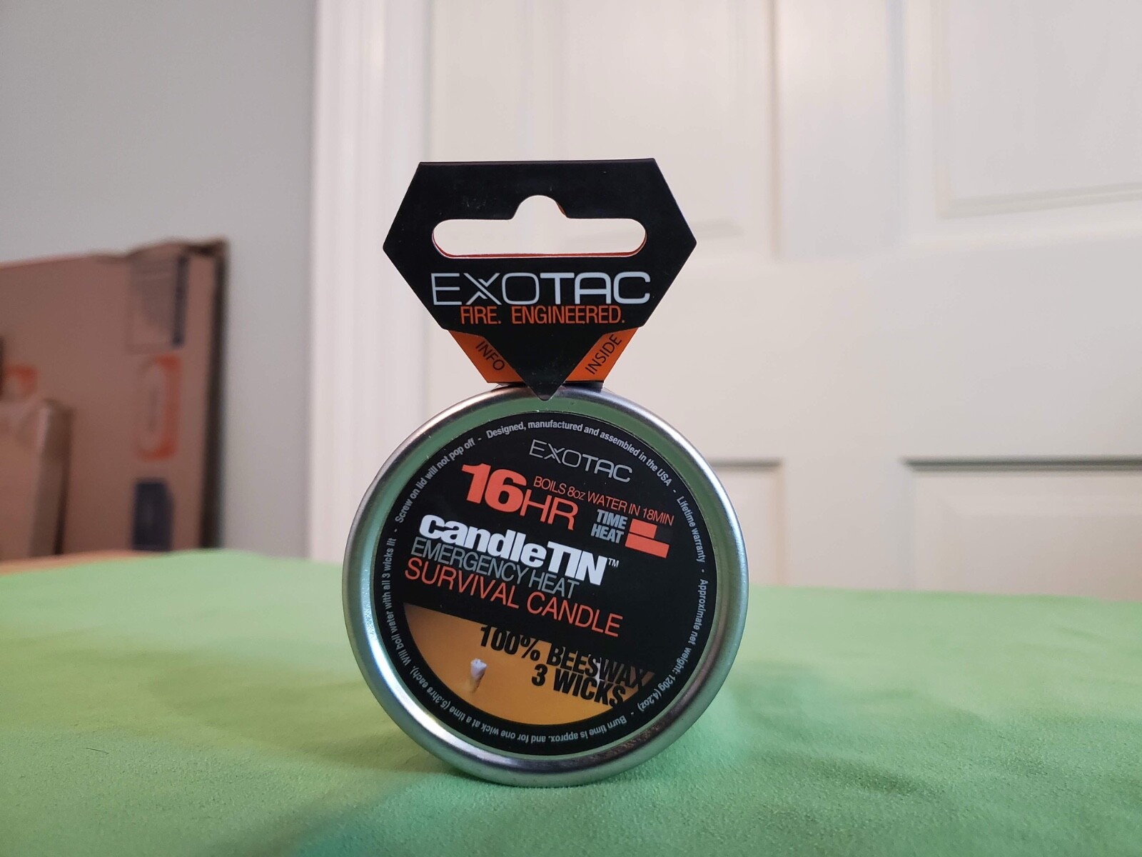 Exotac 16HR CandleTIN Large 3 Wick, Hot Burn Beeswax Survival Candle 4.2 oz.