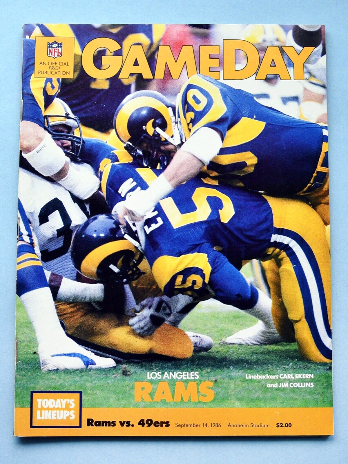 1986 Los Angeles Rams Program. Eric Dickerson. Joe Montana San Francisco 49ers.