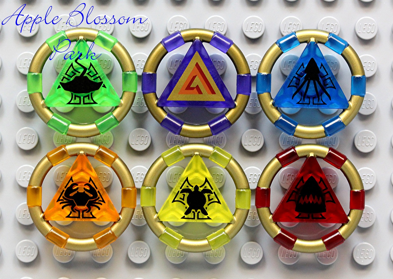 LEGO 6 ATLANTIS TREASURE KEYS -Green Purple Blue Orange Yellow Red Key 8078 7985