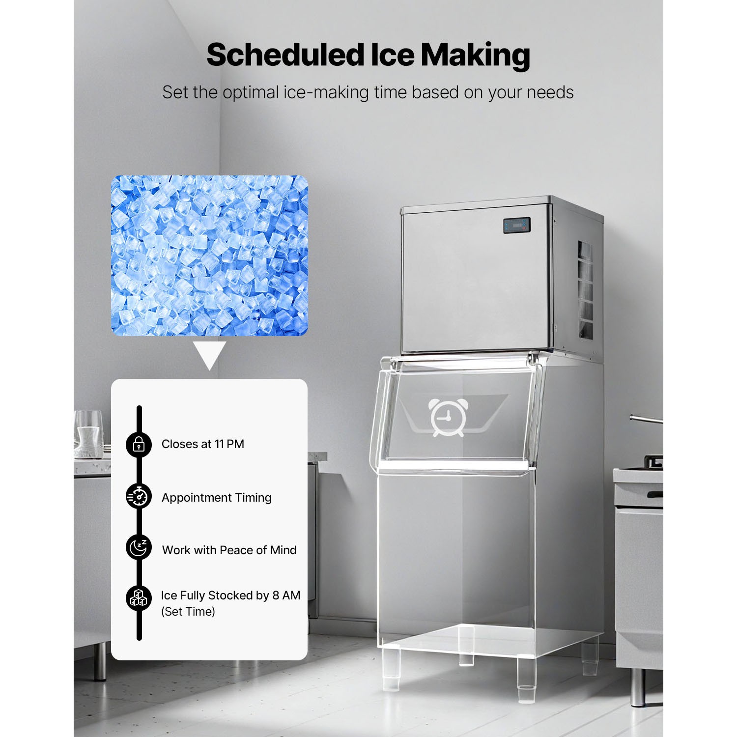 Uimoso Commercial Ice Maker Machine - 450 lbs/Day with Self-Cleaning Function