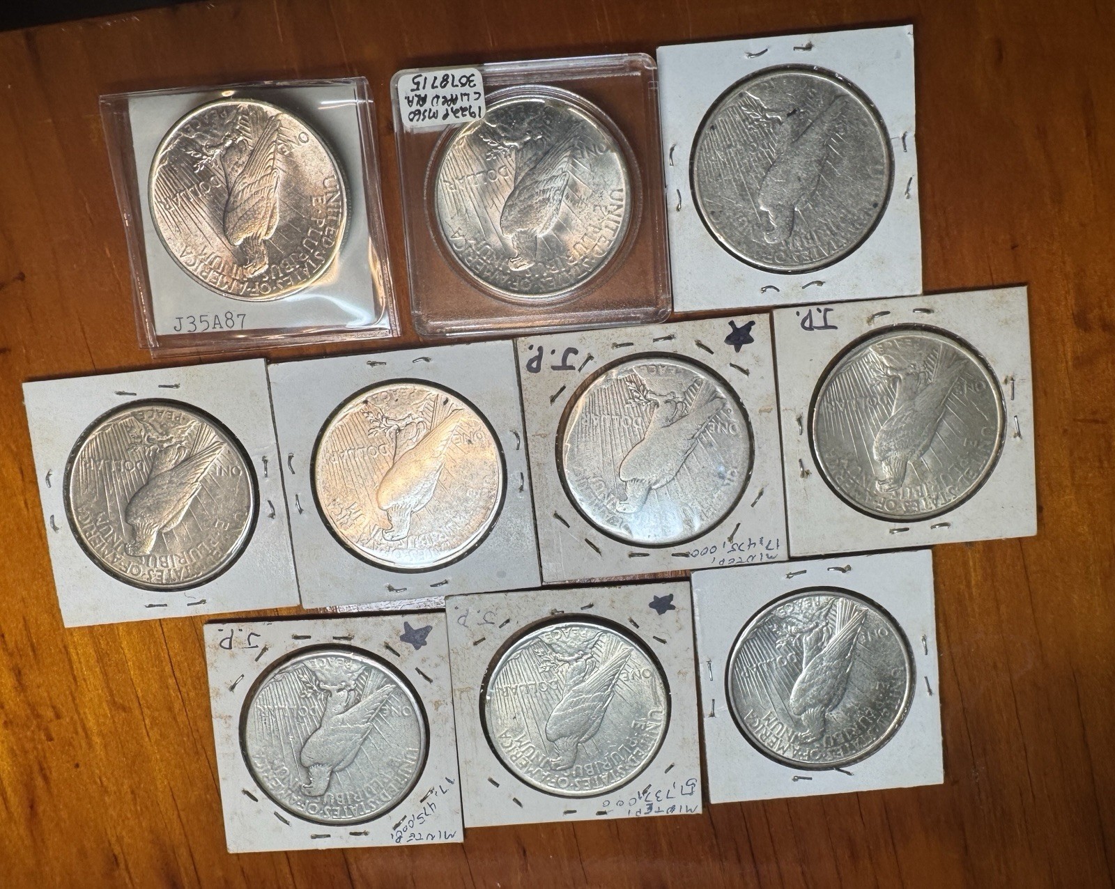 Lot of 10 Peace Dollars Mixed Dates