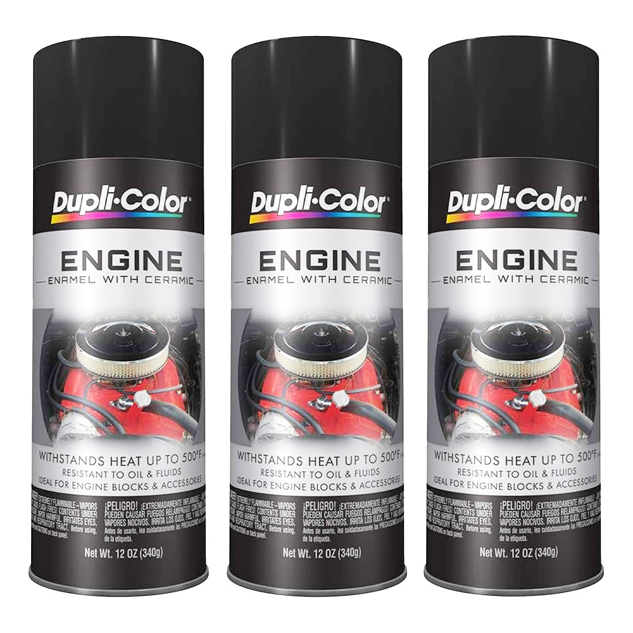Dupli-Color 12oz Low Gloss Black Engine Enamel w/ Ceramic (DE1634) Pack of 3