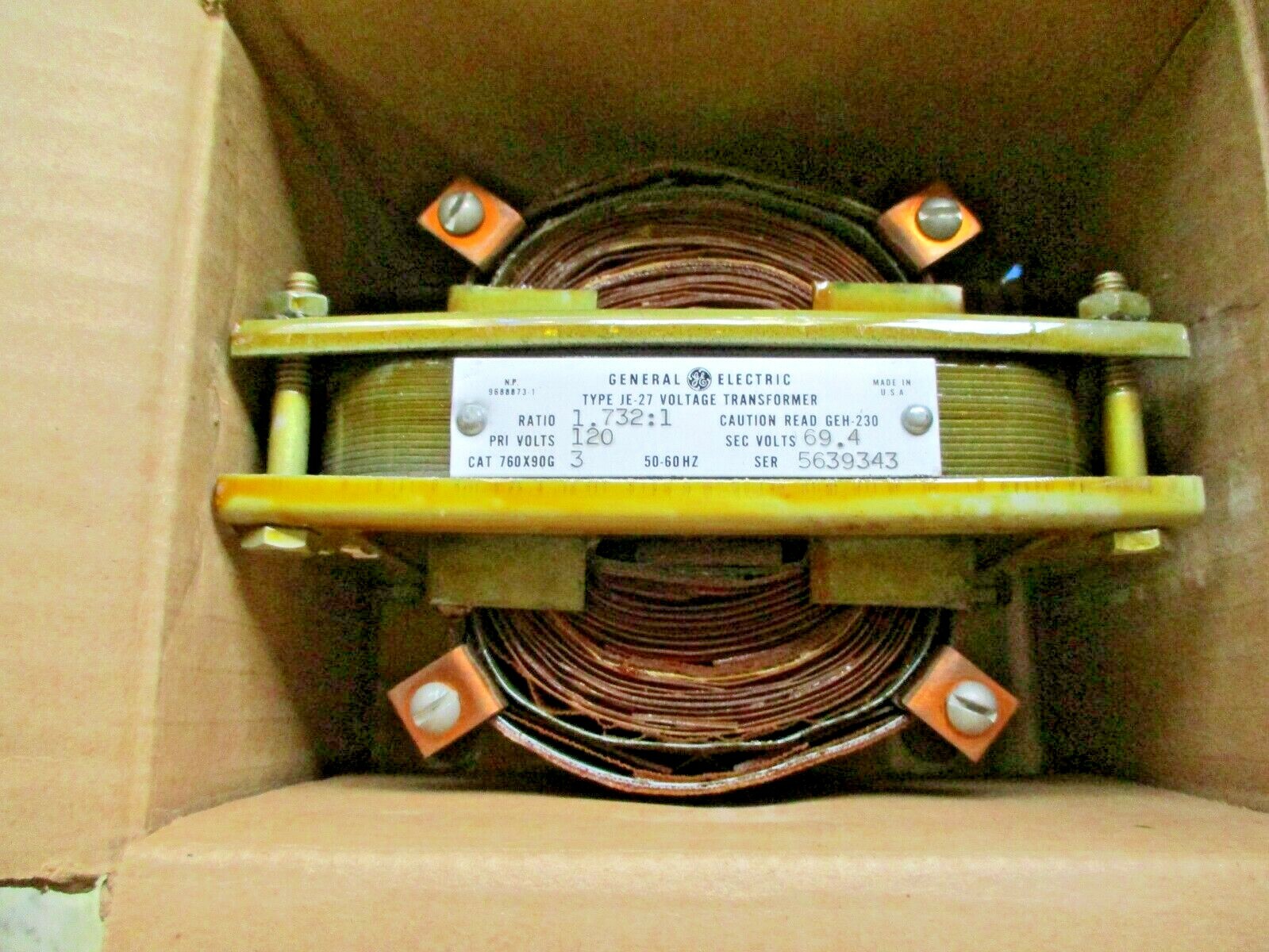 NEW GE TRANSFORMER INSTRUMENT TYPE JE-27 760X90G