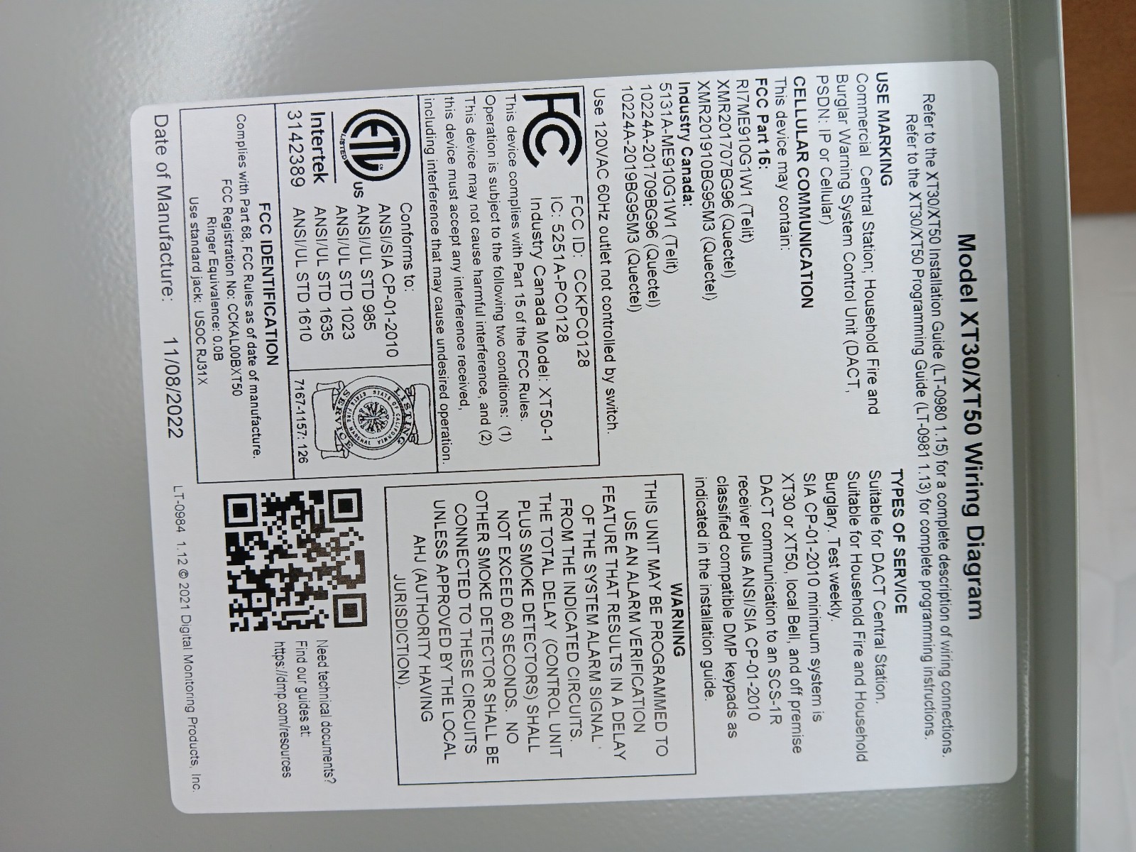 DMP XT50NS-G XT50, Network Small Gray Enclosure