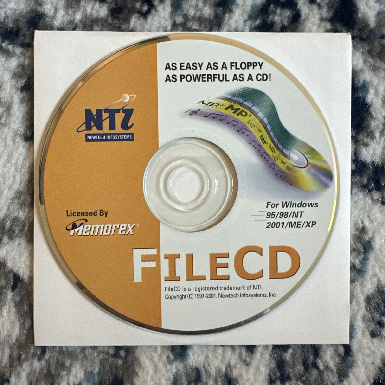 NTI FileCD by Memorex Install CD Vintage Software - Windows 95/98/NT/2001/ME/XP