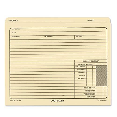 50 Pack Classic Manila File Jacket 10” x 12” Job Folders, Heavy Duty, Preprinted