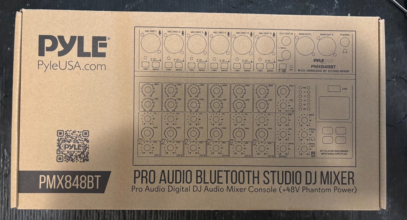 Pyle Professional 8-Channel Mixer +48V phantom power + Wireless