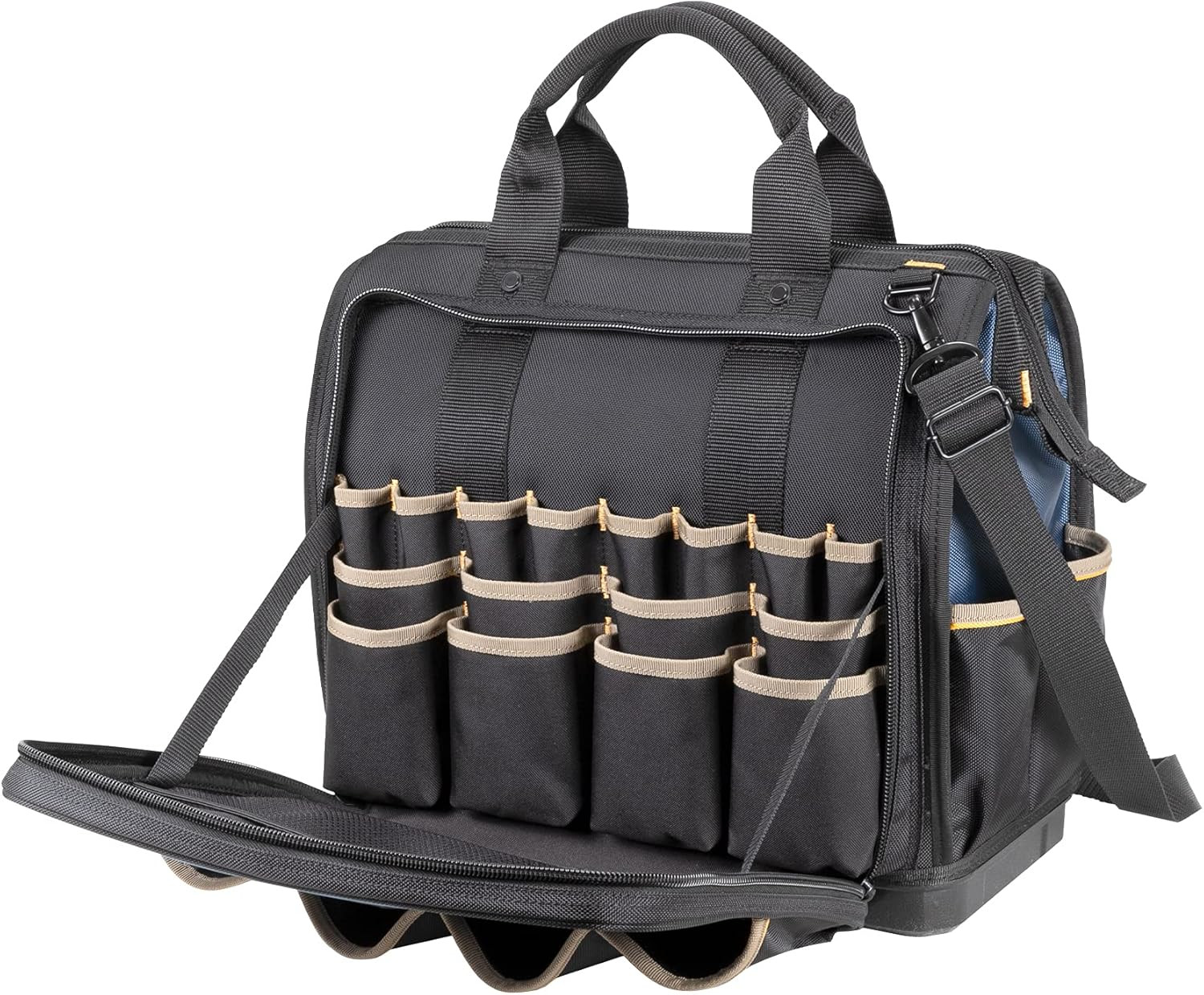 CLC Work Gear PB1543 17" Molded Base Multi-Compartment Technician'S Tool Bag,Bla