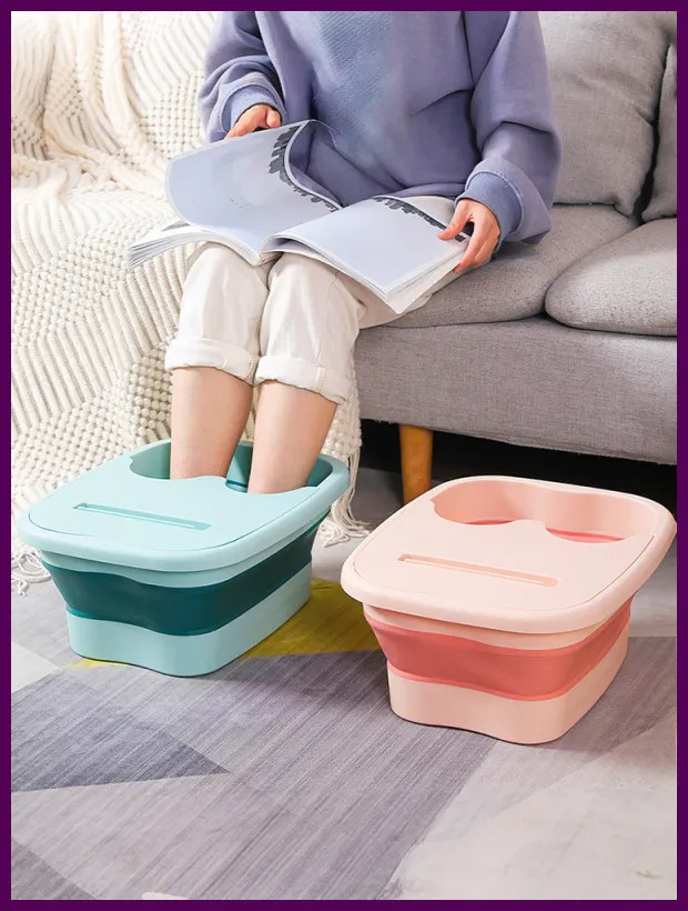Foldable Footbath Massage Bucket Soaking Bucket Folding Basin Spa Foot Bath.