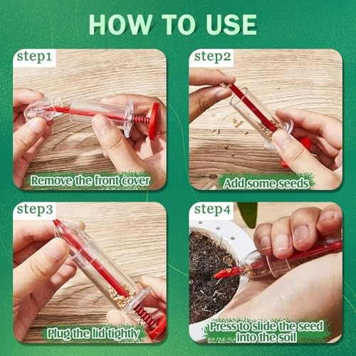 6 PCS Mini Seed Spreader, Sowing Seed Dispenser with 5 Speeds, Sowing Red