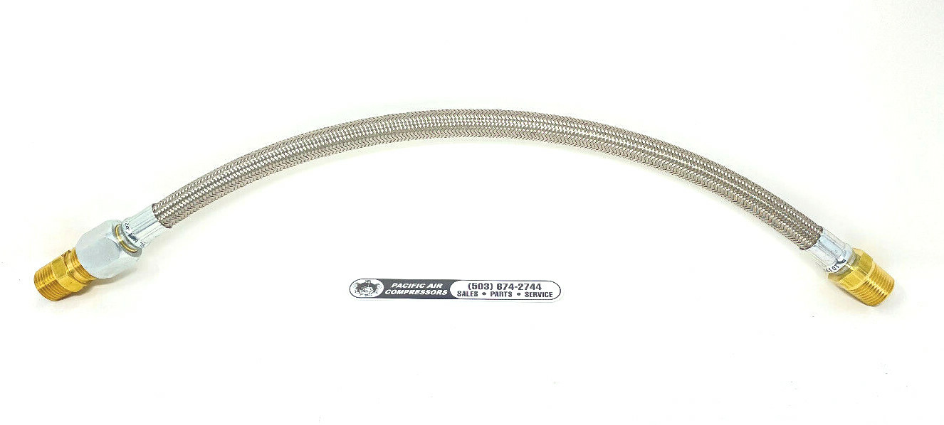 AIR COMPRESSOR DISCHARGE LINE TEFLON STEEL BRAIDED HOSE 1/2'' X 5/8" JIC SWIVEL