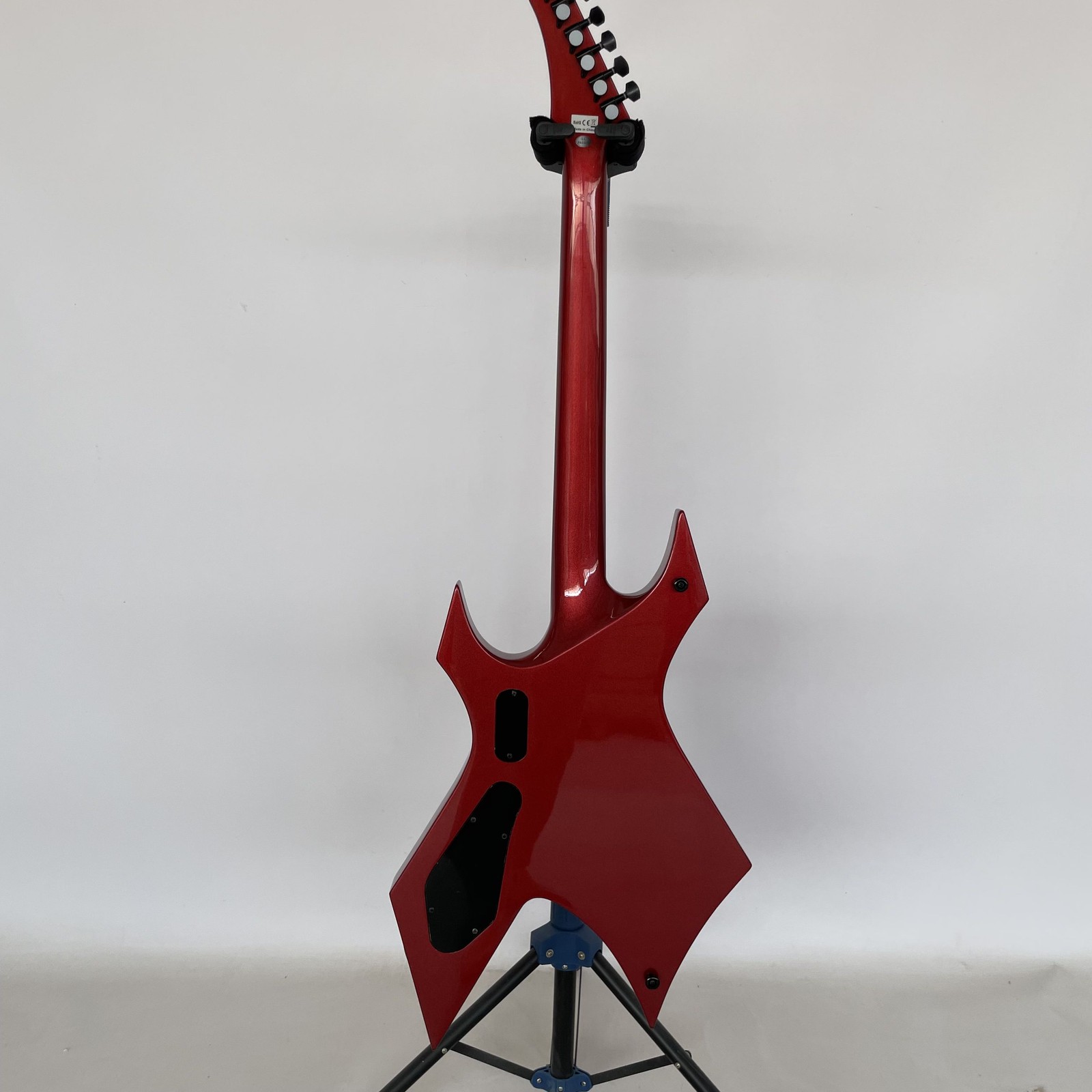 Ledux Solid Body Electric Guitar Rounded Fret Fixed Bridge Red top black binding