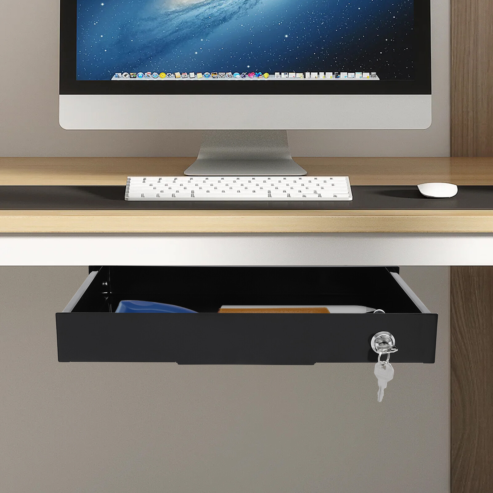 Under Desk Mounted Sliding Pull-out Drawer Drawer Storage Organizer For Office
