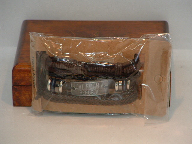 New Hand Made Leather California Republic Bracelet