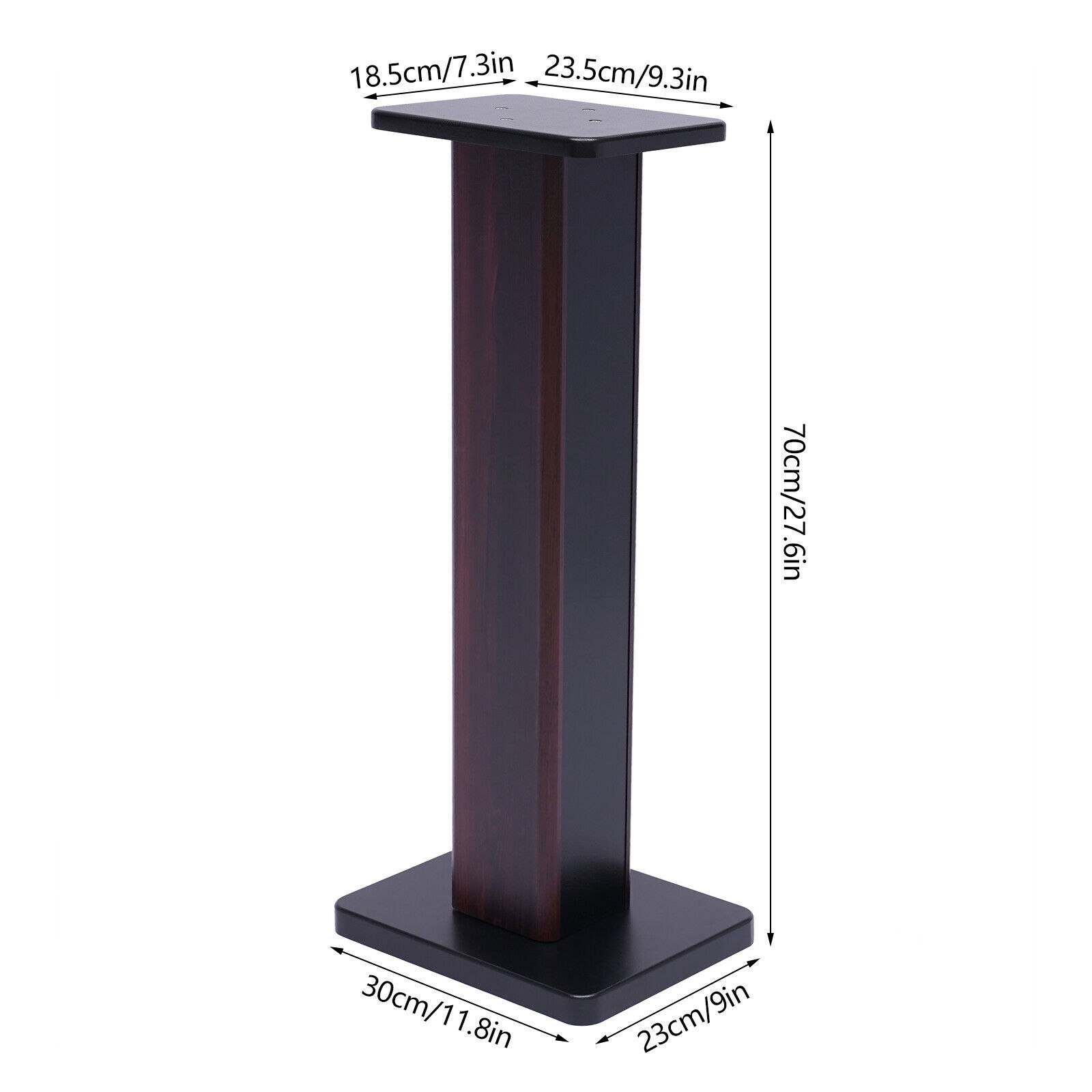 28" 1 Pair Bookshelf Speaker Stands Surround Sound Home Theater Black Walnut PVC