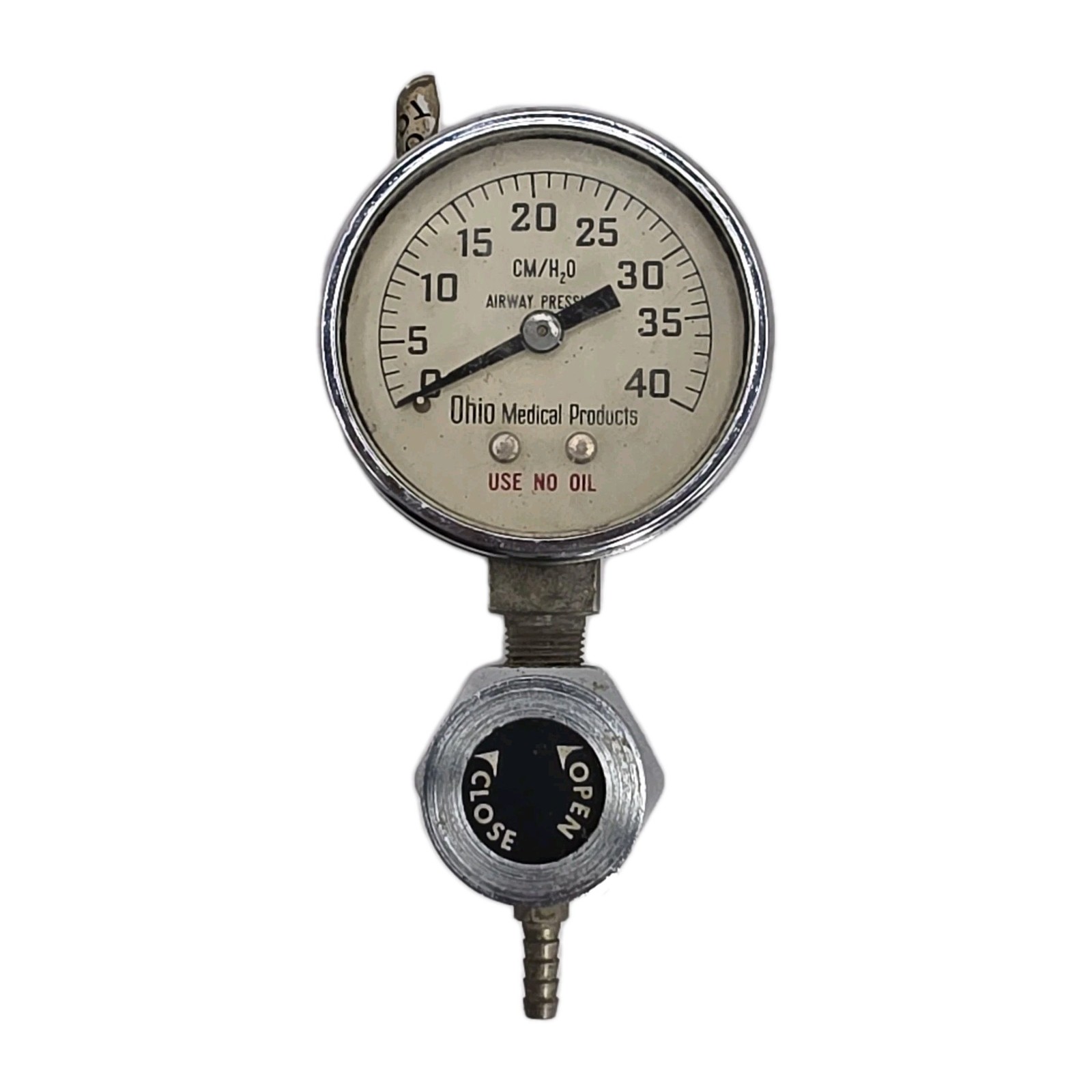 Ohio Medical Airway Pressure Gauge 0–40 cmH2O Thumb Port Valve Vintage