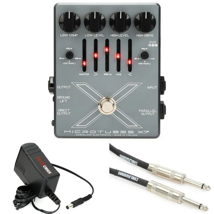Darkglass Microtubes X7 Bass Preamp Pedal with Power Supply and Cable