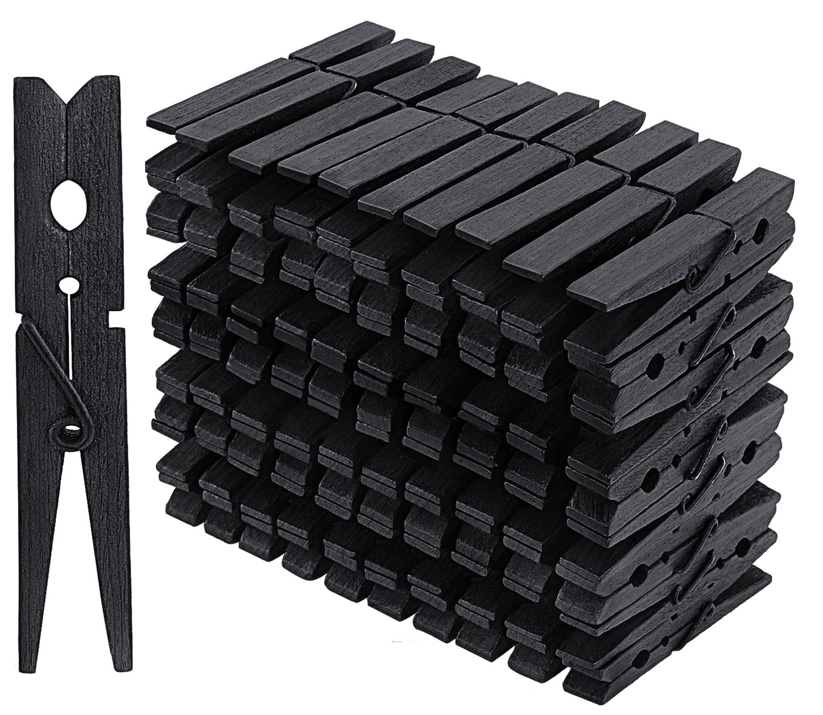 Cptoion 100PCS Clothes Pins Wooden,4" Large Wooden Black 100pcs 4inch