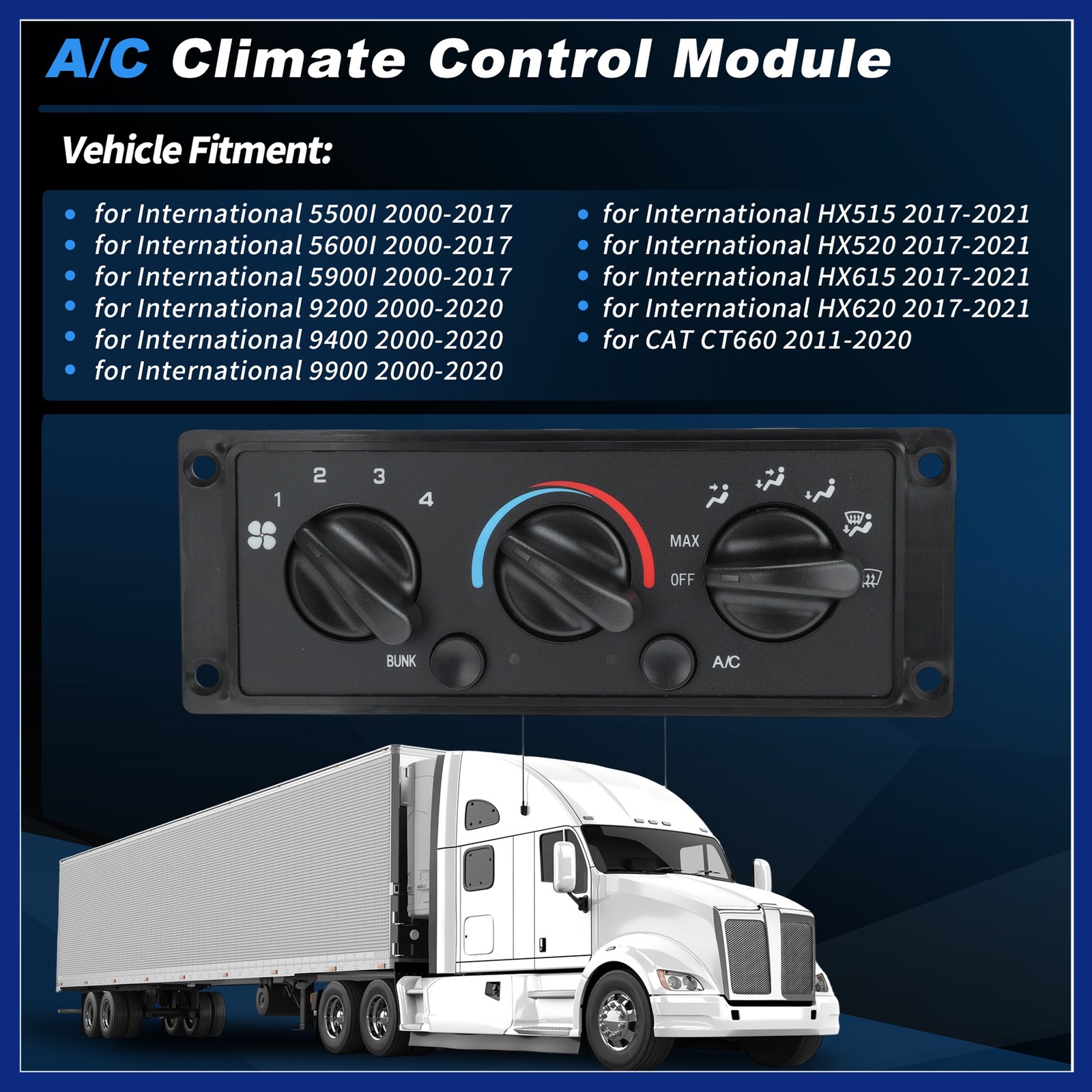 A/C Heater Climate Control Module Panel for International 9200 9400 9900