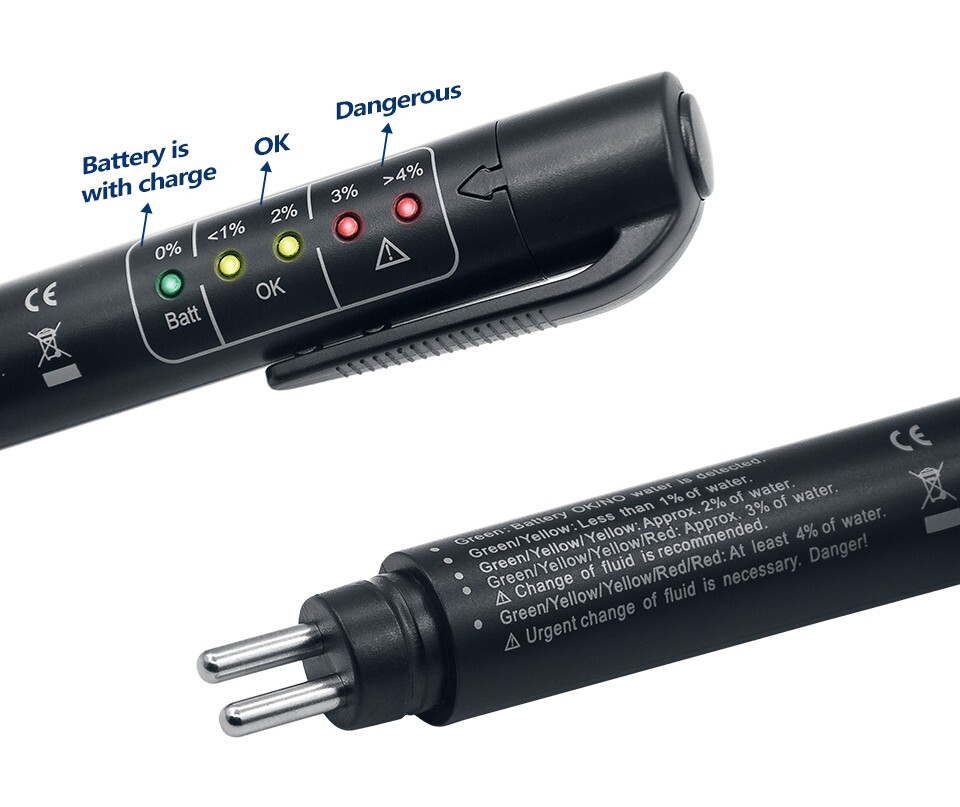 For DOT3/DOT4 Auto Liquid testing Brake Fluid Tester Pen 5 LED Indicator Display