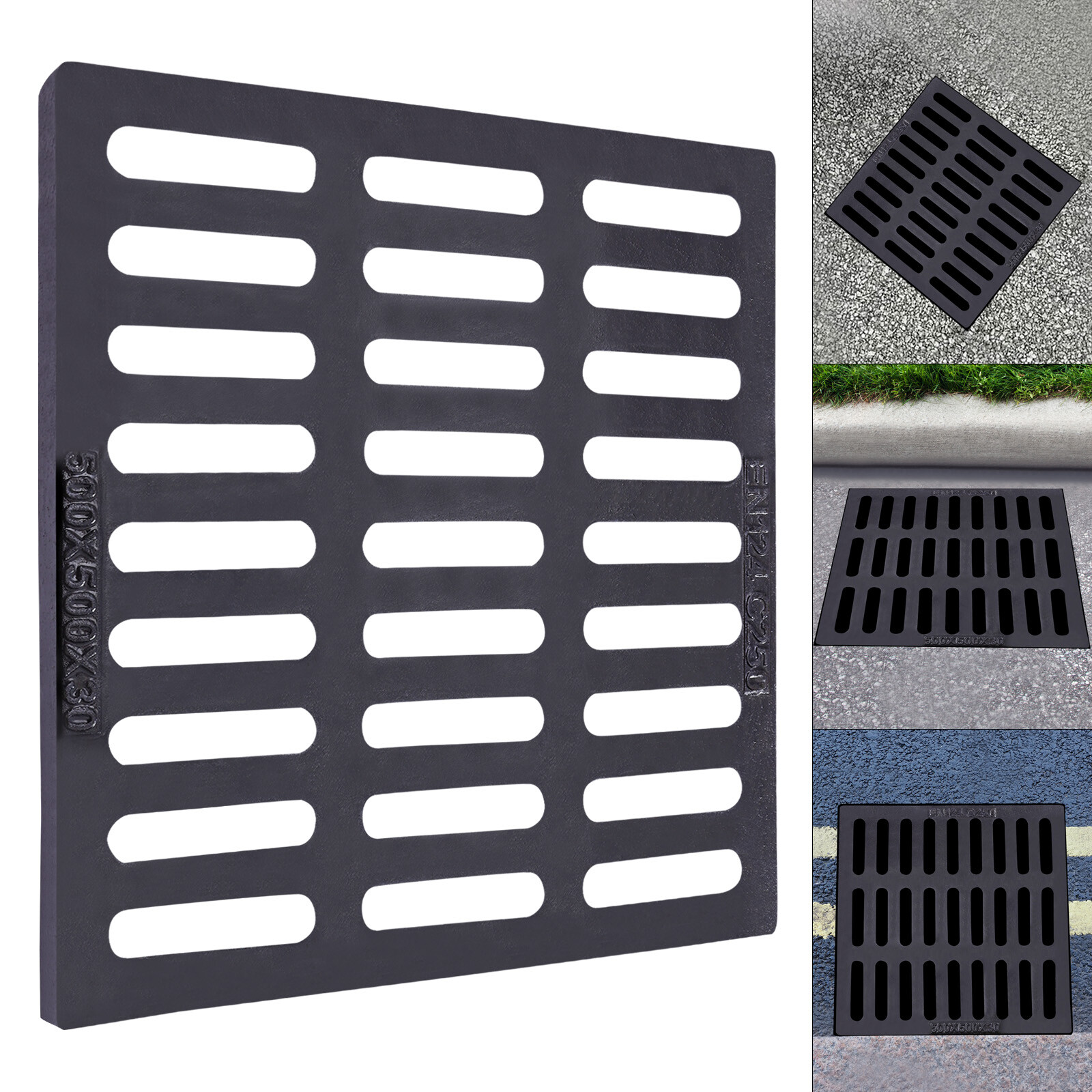 Cast Iron Sewer Grate Strainers Drain Catch Basin Cover Trench Drainage Outdoor