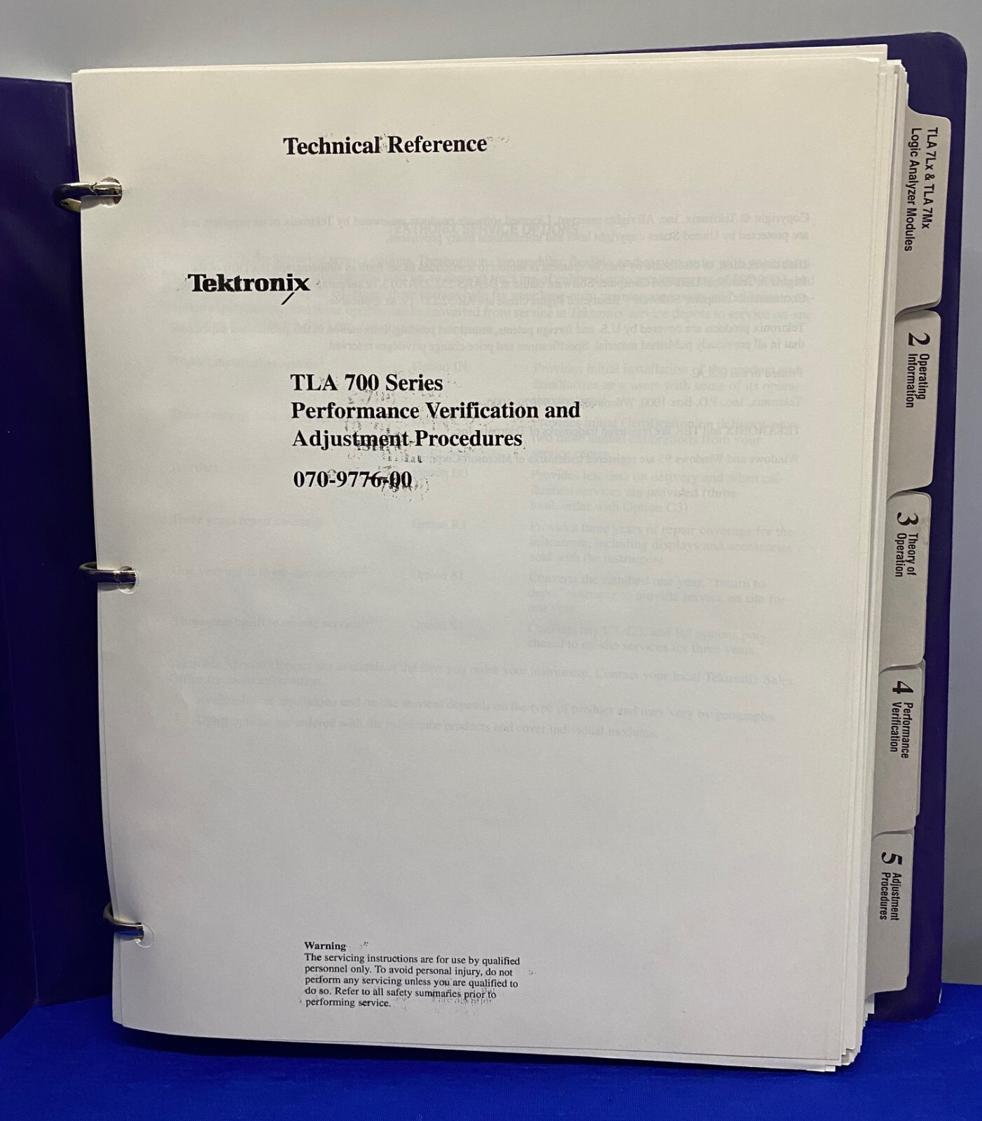 TEKTRONIX TLA 700 Series / 070-9776-00 TECHNICAL REFERENCE MANUAL