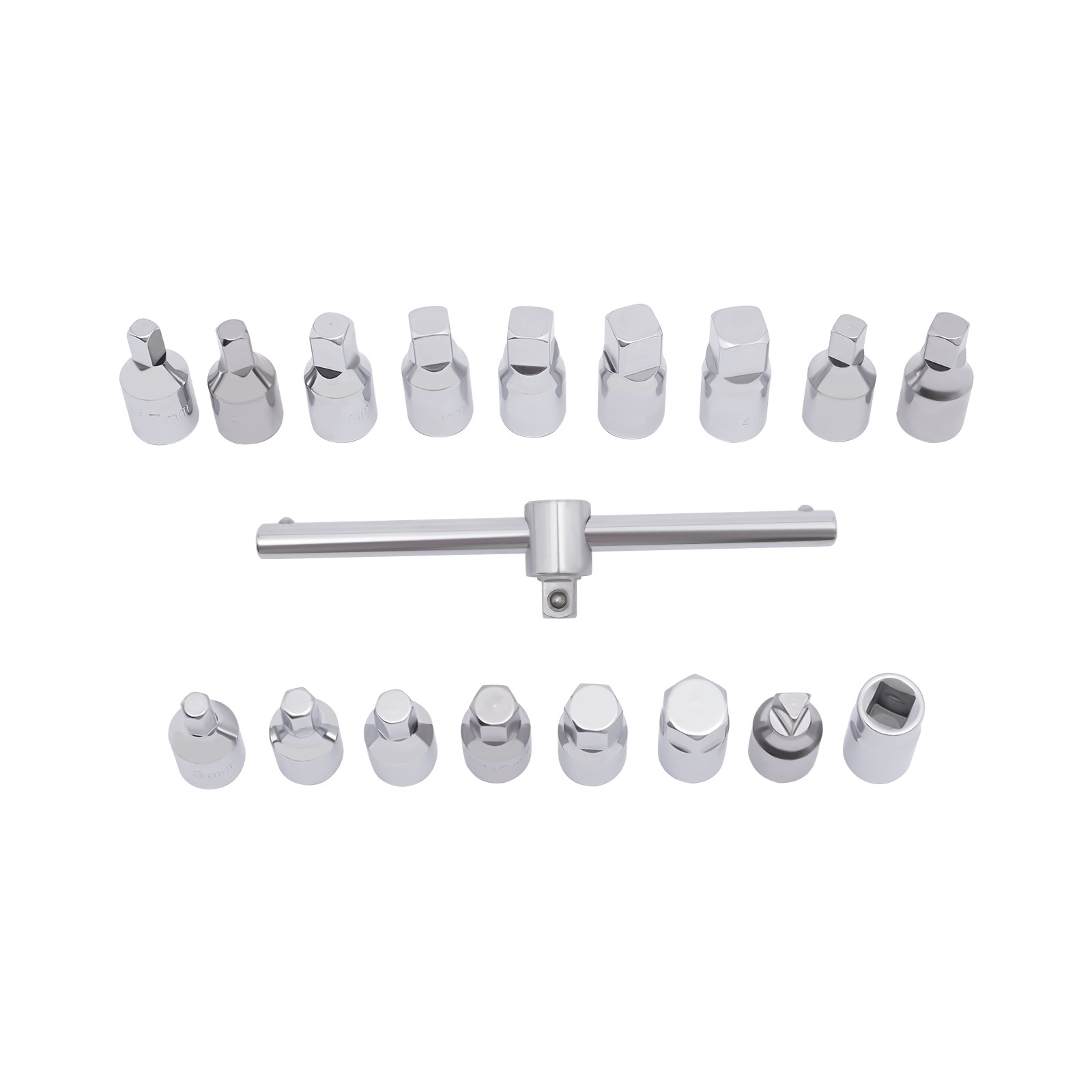 18PCS Oil Drain Pipe Plug Square Triangle Socket 3/8'' Drive Removal Tool Set