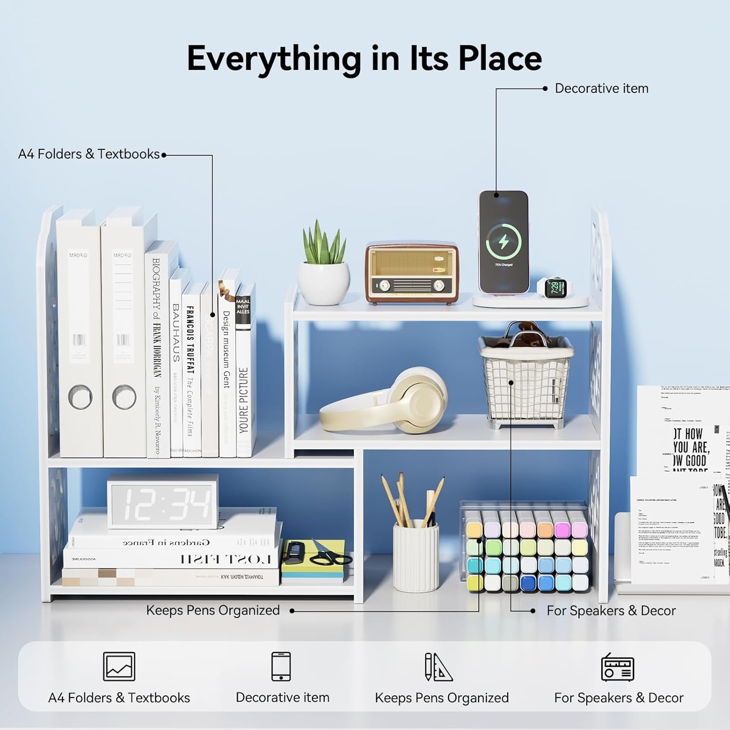 Adjustable Desktop Shelf - Space-Saving Tabletop Organizer