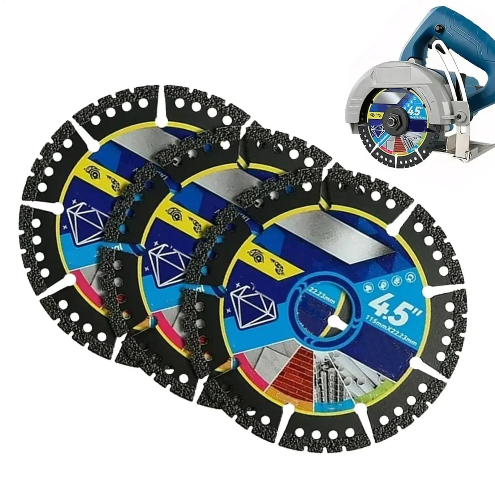 3PCS 4.5 Diamond Saw Blade Cutting Disc Multi Purpose Tile Metal Concrete Cutter