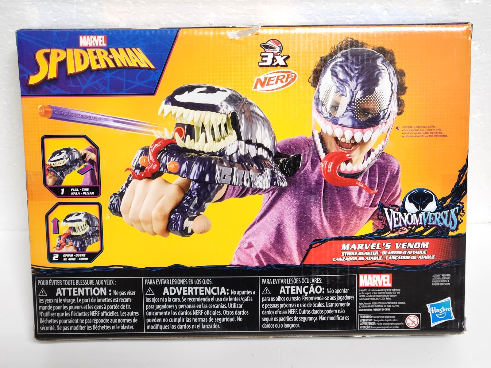 Nerf Marvel Spider-Man VenomVersus Strike Blaster - Hasbro *Box Damage